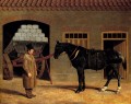 A Cart Horse And Driver Outside A Stable Herring Snr John Frederick horse